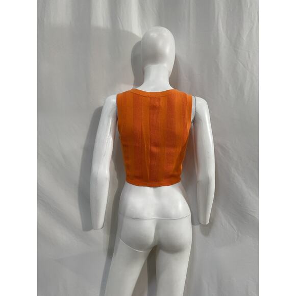 Solid & Striped Orange The Cropped Carson Rib Knit Tank Top Size M - Picture 2 of 4
